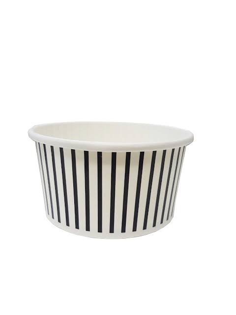 IceV-StBl/6 -Black and white stripes Paper Ice Cream Cup 180ml