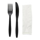CUTSET Black - 3 in 1 (Fork/Knife &amp; 1 Ply Serviette)
